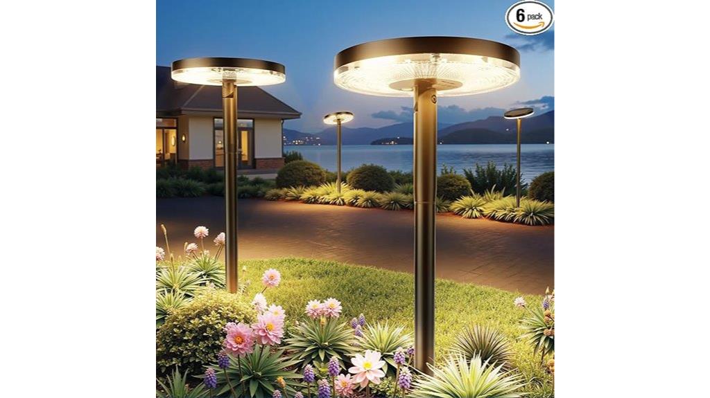 six solar pathway lights