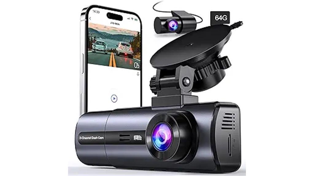 three channel 4k dash cam