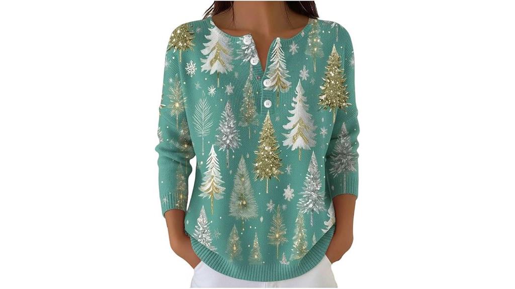 holiday festive long sleeve blouse
