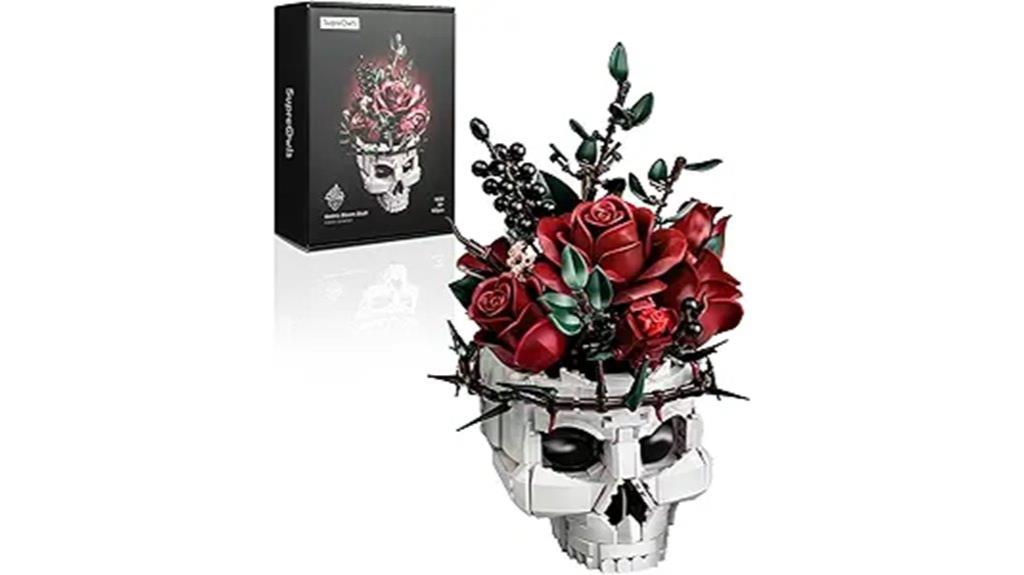 skull rose flower set