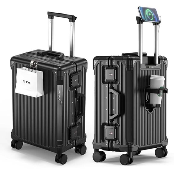 20-inch Zipperless Aluminum Hard Shell Carry-On Suitcase