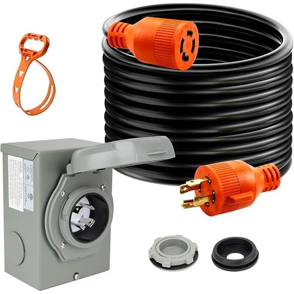 30 ft 30 Amp Generator Power Cord & Inlet Box