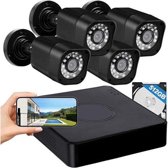 AIWIXEN 4CH 1080P Security Camera System with 512GB DVR