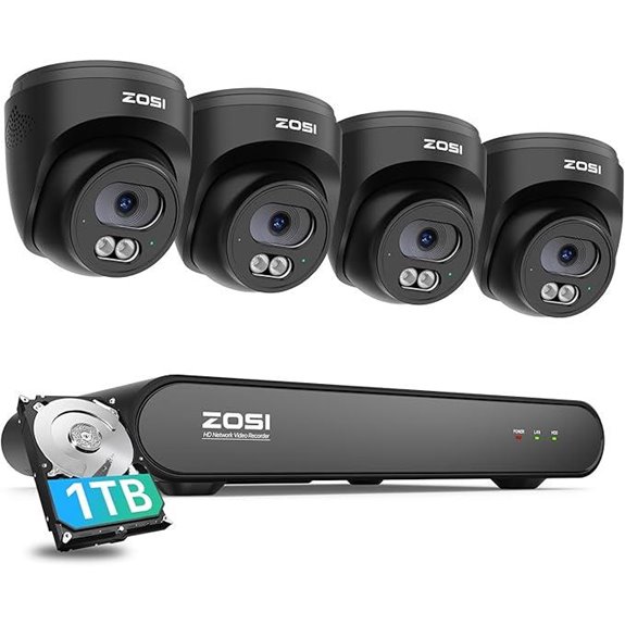 ZOSI 4CH 4MP PoE Home Security Camera System