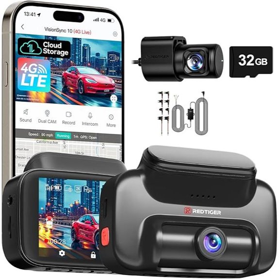 REDTIGER 4G LTE Dash Cam with GPS and Cloud Storage