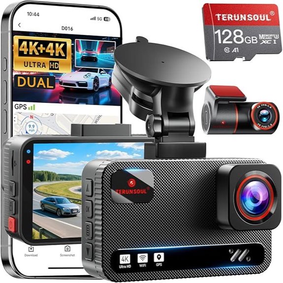 4K Front & Rear Dash Cam with GPS and WiFi