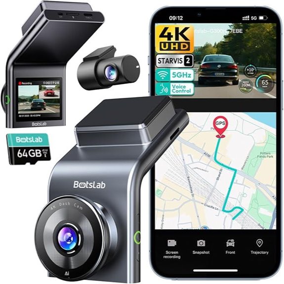 BOTSLAB 4K Dash Cam with GPS WiFi Night Vision