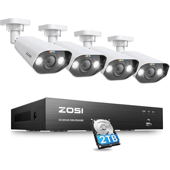 ZOSI 4K PoE Security Camera System with 4 Cameras