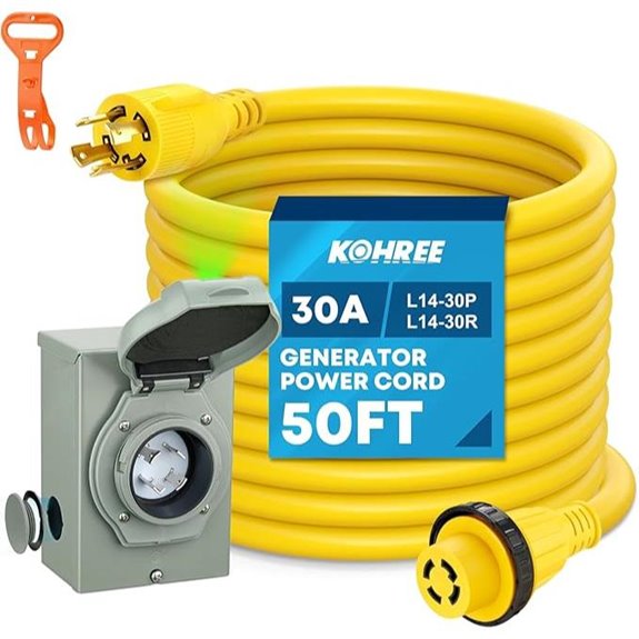 Kohree 50ft 30A Generator Cord & Inlet Box Kit