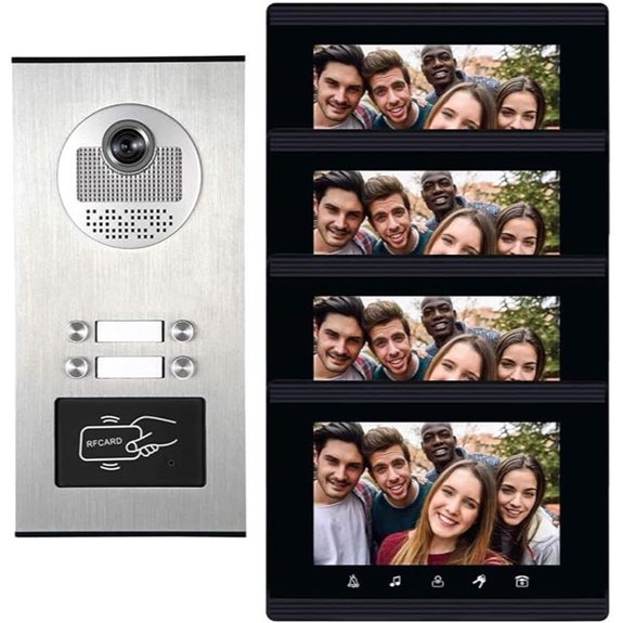 4-Unit 7-Inch Video Intercom System with Door Unlock