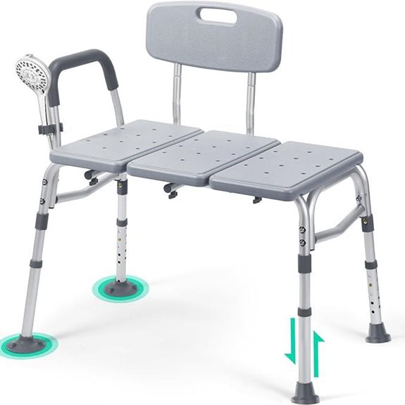 TABEKE Adjustable Bathtub Transfer Bench with Armrest
