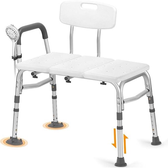 TABEKE Adjustable Tub Transfer Bench with Armrest