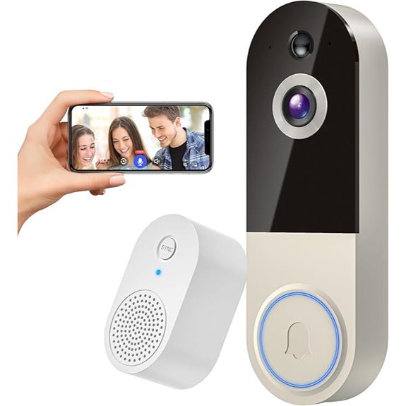 Wireless Doorbell Camera with AI Detection & Night Vision
