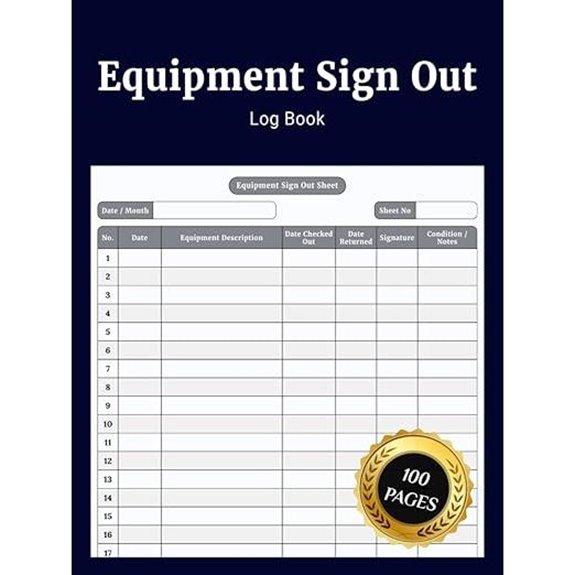 Equipment Sign Out Log Book for Asset Tracking