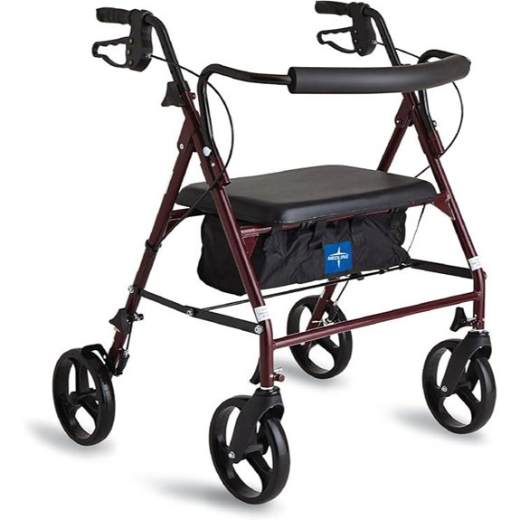 Medline Bariatric Rollator Walker with Padded Seat