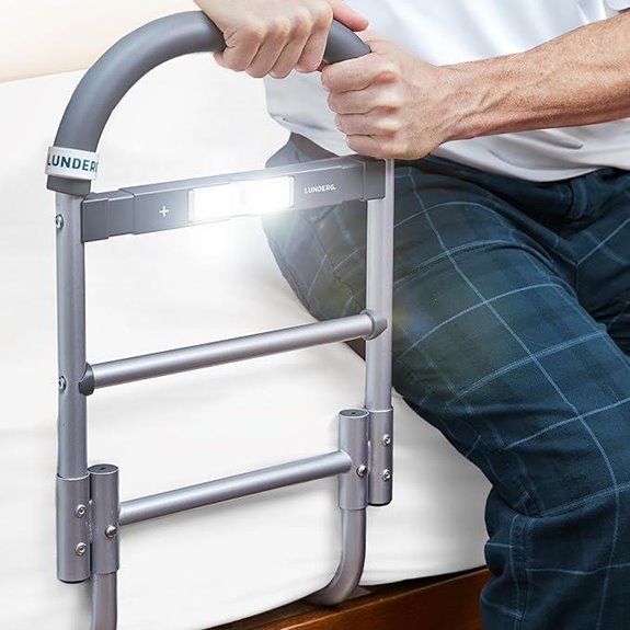 Lunderg Bed Assist Rail with Light & Non-Slip Grip
