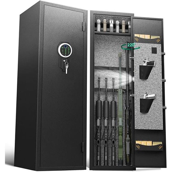 Biometric Gun Safe with LED Light and Adjustable Rack
