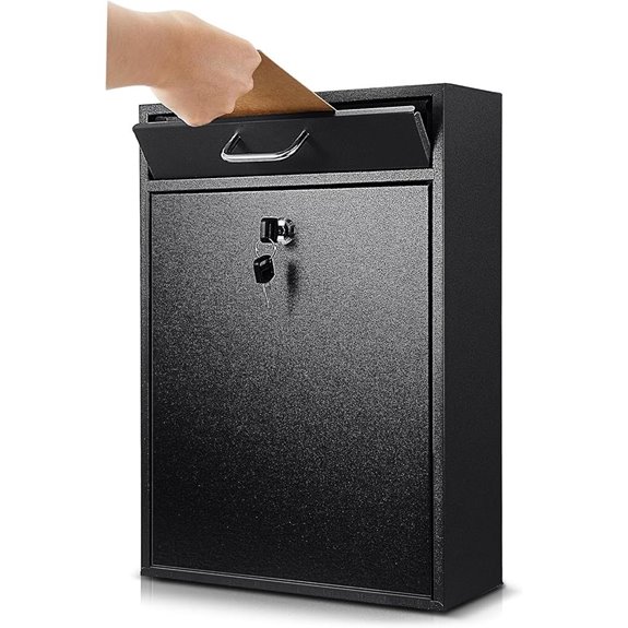 Locking Wall-Mount Mailbox with Key (Black)