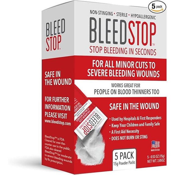 BleedStop First Aid Powder for Bleeding Wounds (5 Pack)