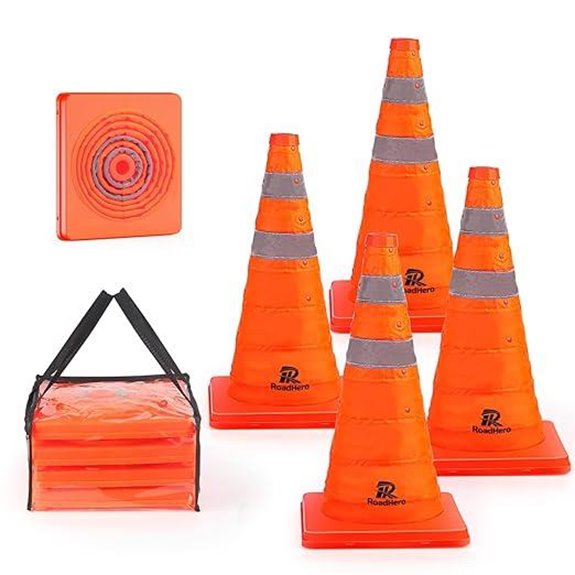 RoadHero 18-Inch Collapsible Traffic Safety Cones (4 Pack)