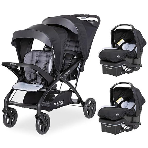 Baby Trend Double Stroller with 2 Car Seats