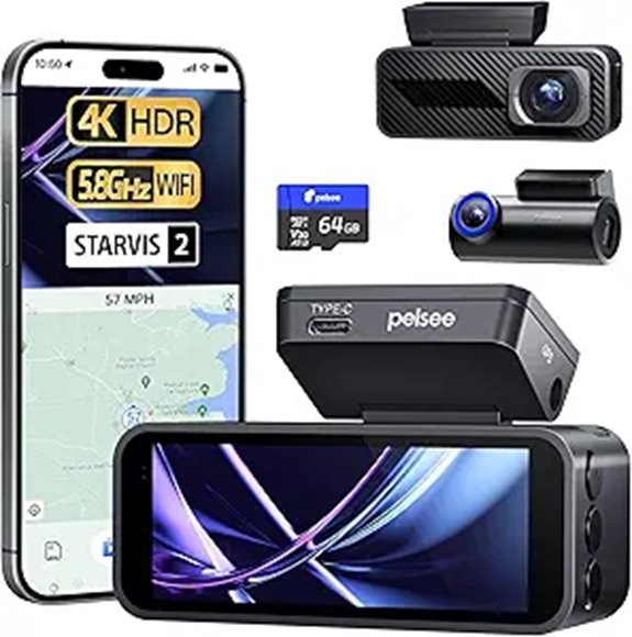 Pelsee P1 Pro 4K Dual Dash Cam with GPS