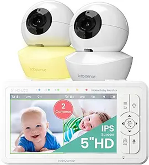 Babysense 5 HD Split-Screen Baby Monitor with 2 Cameras