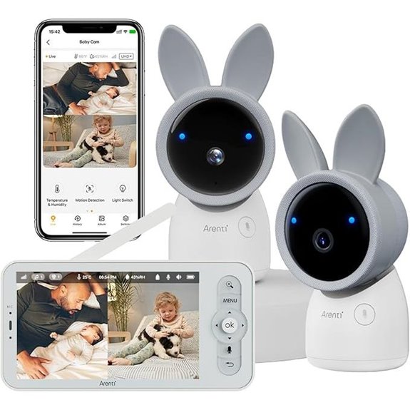 ARENTI 2-Camera Baby Monitor with 2K Display