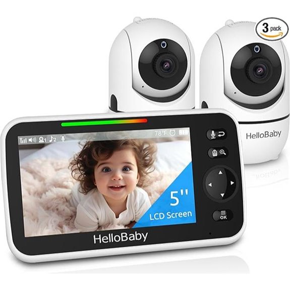 HelloBaby 5 Baby Monitor with 2 Cameras and Night Vision