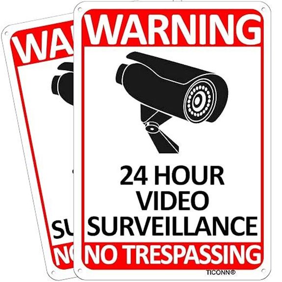 TICONN 2-Pack 24-Hour CCTV Warning Signs