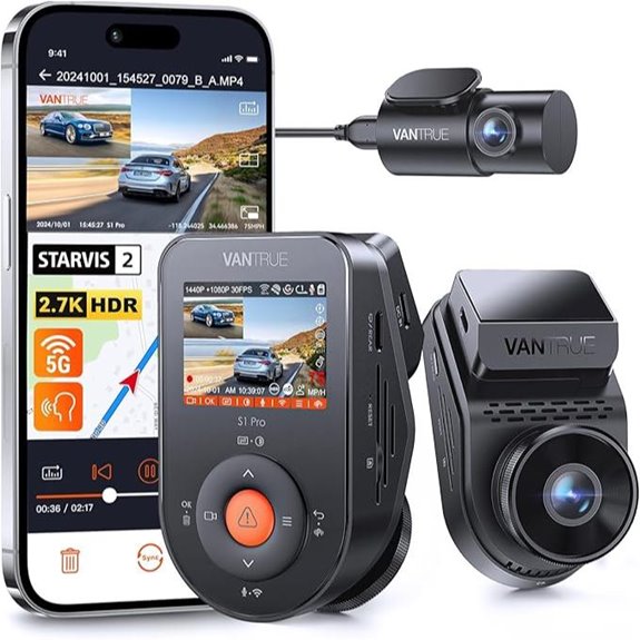 Vantrue S1 Pro AI Dual Dash Cam with Night Vision