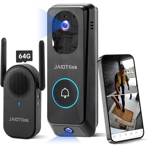 Dual Lens Video Doorbell with Chime and Night Vision