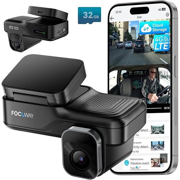4G LTE Dual Dash Camera with Night Vision and GPS