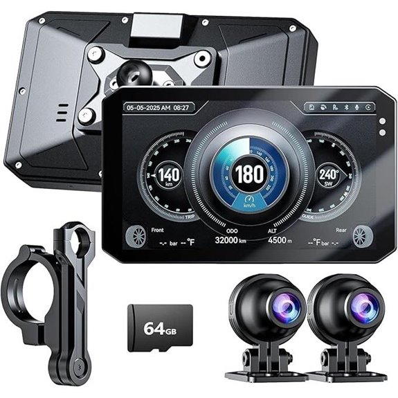 YESOK 5 Dual Motorcycle Dash Cam with GPS and WiFi