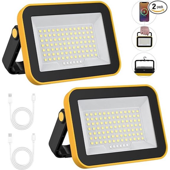 Rechargeable Work Light 2 Pack Portable 5-Mode Floodlights