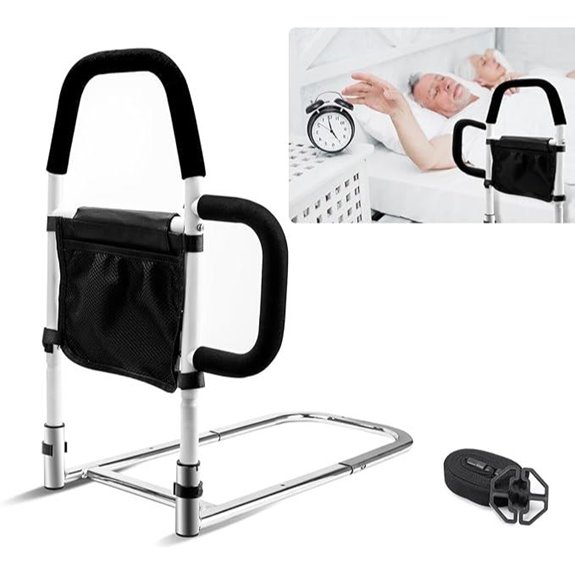 Elderly Bed Rail with Double Grab Bars and Storage