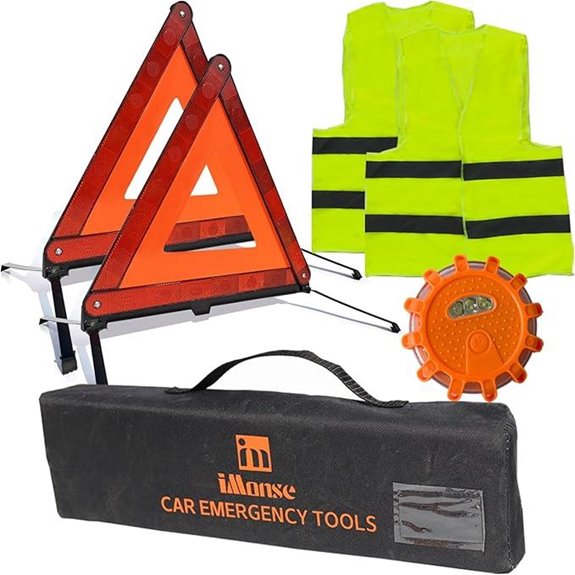 Emergency Roadside Warning Reflective Triangle Kit