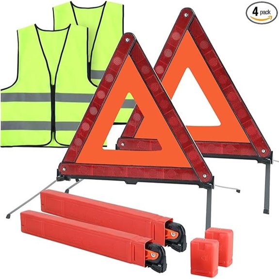 2 Pack Emergency Triangle & Reflective Vest Kit