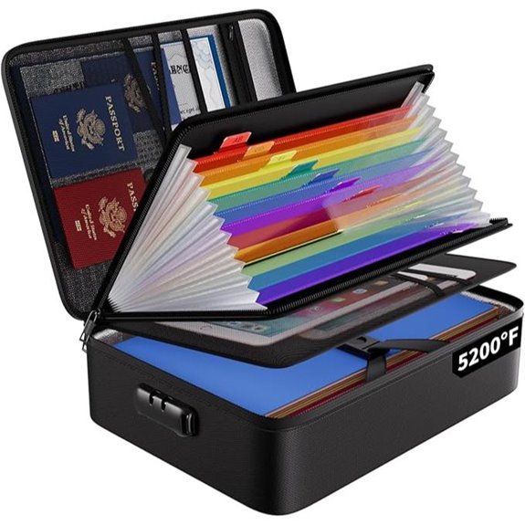 ENGPOW Fireproof Document Organizer with Lock & Labels