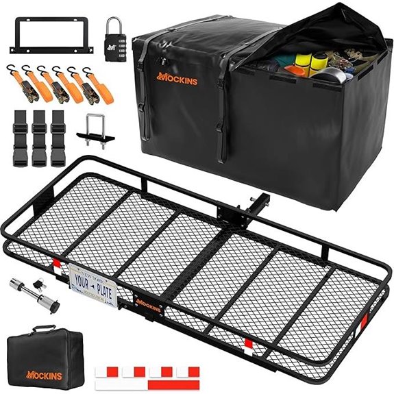 Mockins 70 Folding Hitch Cargo Carrier with Waterproof Bag