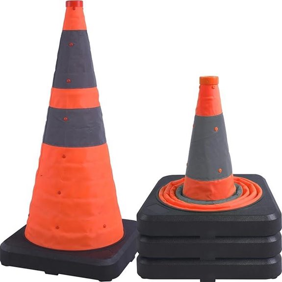 4 Pack Collapsible Traffic Cones with Heavy Base