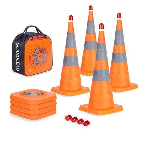 4 Pack 28-Inch LED Collapsible Traffic Cones