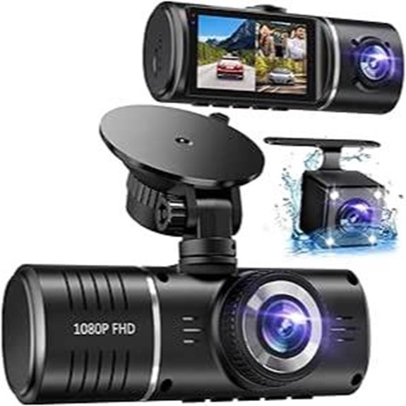 Dash Cam Front Rear Inside 1080P with 32GB Card