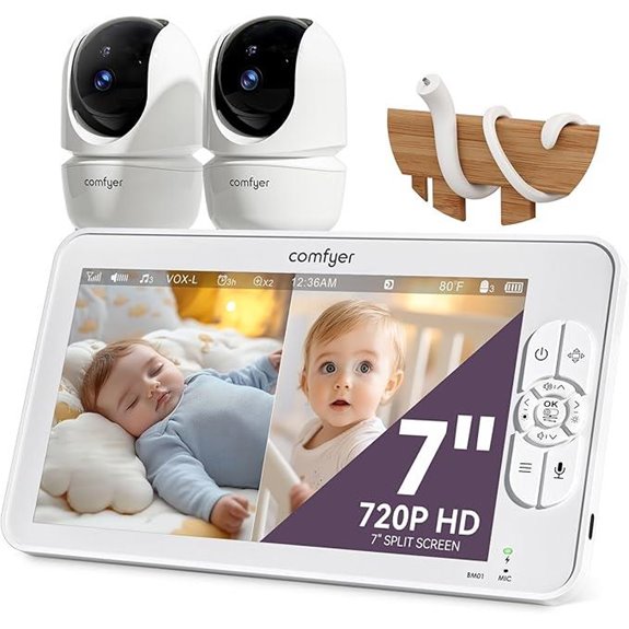7 HD Baby Monitor with 2 Cameras and No WiFi