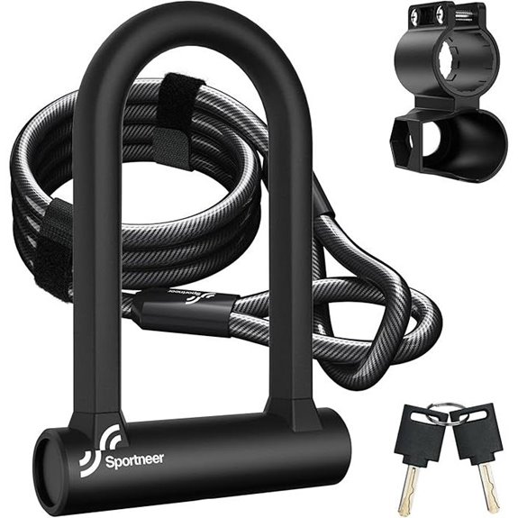 Sportneer Heavy Duty Bike U Lock with Cable