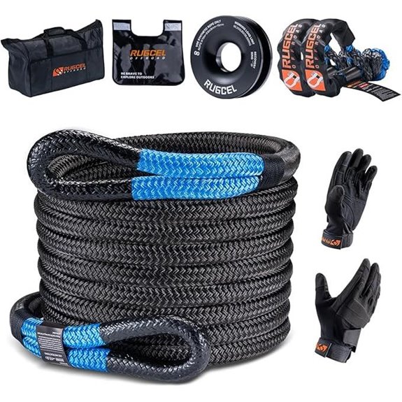 RUGCEL 34,000 lbs Kinetic Tow Rope with Gloves