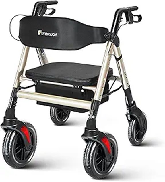 Heavy-Duty Rollator Walker with Seat and Brakes