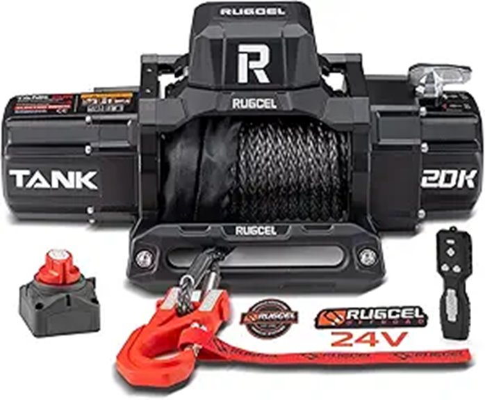 RUGCEL 20000lb 24V Waterproof Truck Winch