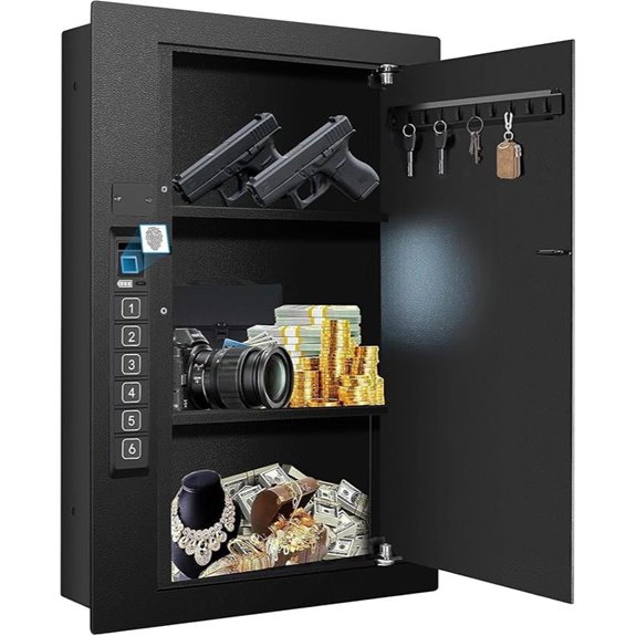 Hidden Biometric Wall Safe with Fingerprint & Key Access