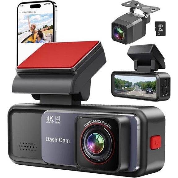 4K+2K Car Dash Cam with Night Vision and WiFi